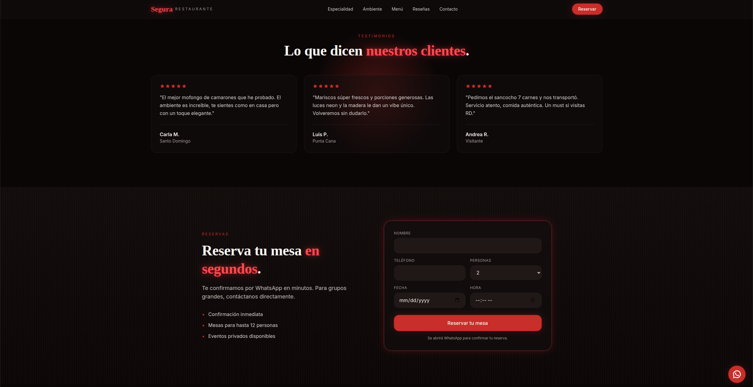 Captura 2 del proyecto Restaurante Segura